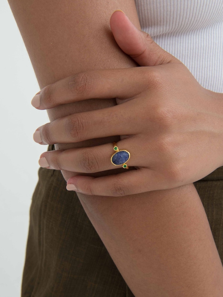 Ottoman Hands Gold Tone Lucia Sapphire Cocktail Ring - Image 2 of 5