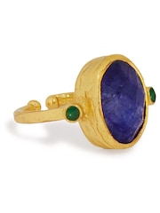 Ottoman Hands Gold Tone Lucia Sapphire Cocktail Ring - Image 3 of 5
