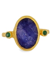 Ottoman Hands Gold Tone Lucia Sapphire Cocktail Ring - Image 4 of 5