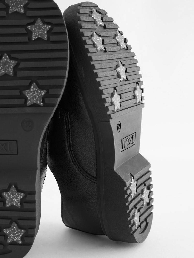 Black Matt Narrow Fit (E) School Chunky Lace-Up Shoes - Image 6 of 6