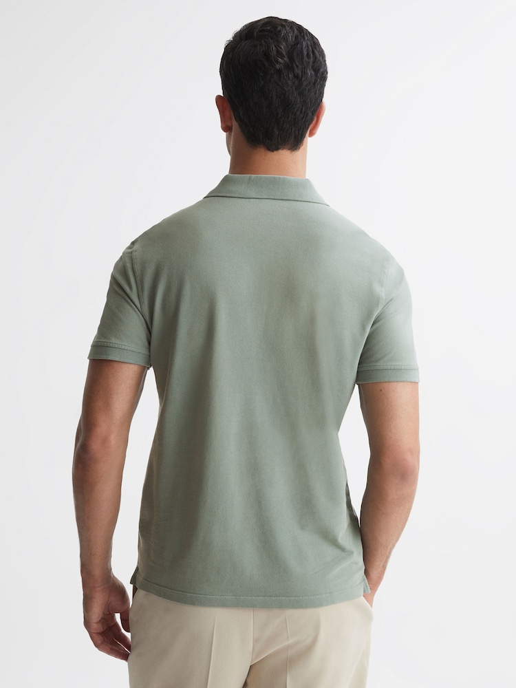Reiss Sage Puro Slim Fit Garment Dye Polo Shirt - Image 4 of 4