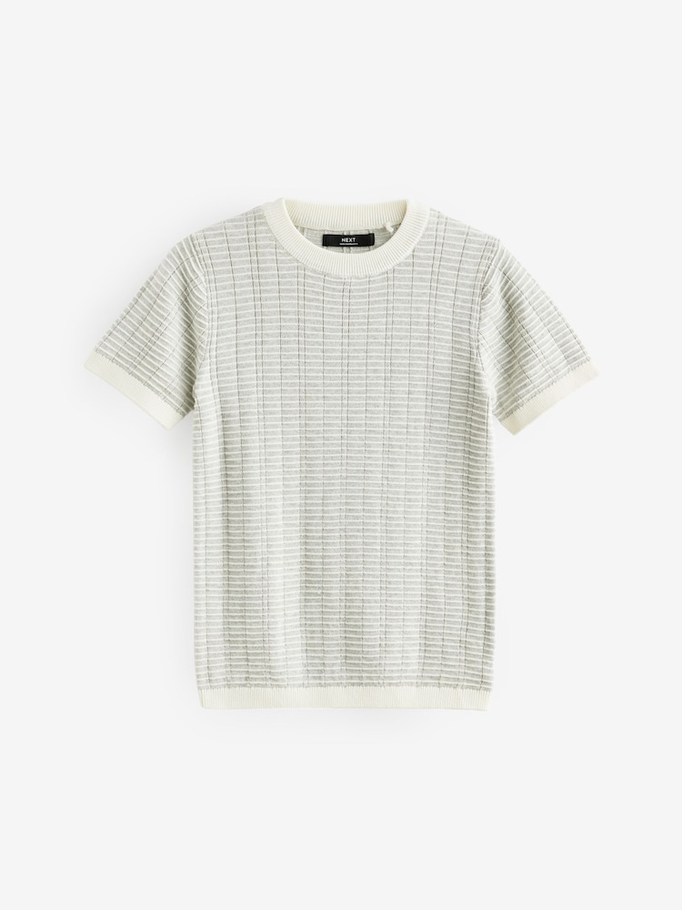 Grey Knitted Textured T-Shirt (3-16yrs) - Image 1 of 3
