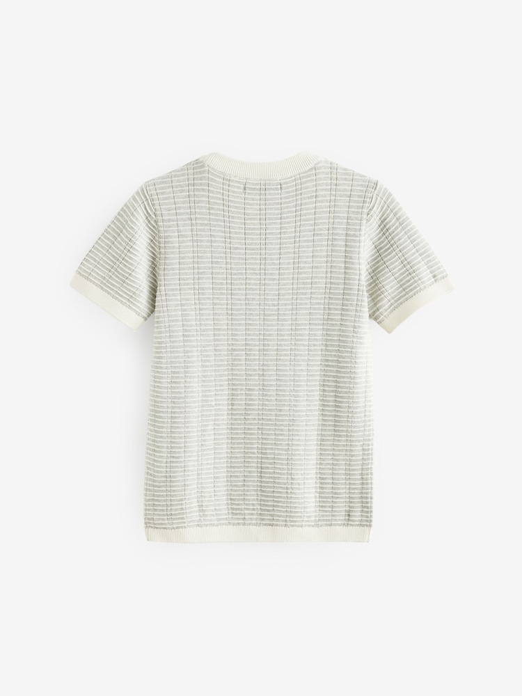Grey Knitted Textured T-Shirt (3-16yrs) - Image 2 of 3