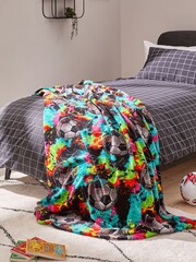 Multi Bright Football Super Soft Fleece Throw Blanket - Image 1 of 4