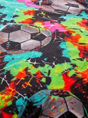 Multi Bright Football Super Soft Fleece Throw Blanket - Image 2 of 4