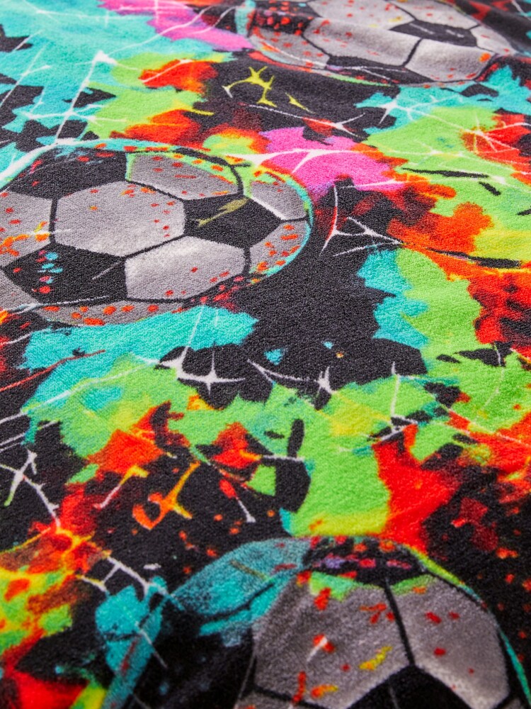 Multi Bright Football Super Soft Fleece Throw Blanket - Image 2 of 4