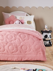 Pink Textured 100% Cotton Quilted Daisy Throw - Image 1 of 3