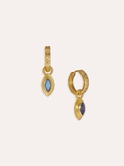 Ottoman Hands Gold Tone Marquise Labradorite Huggie Earrings - Image 1 of 3