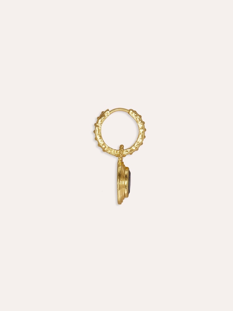Ottoman Hands Gold Tone Marquise Labradorite Huggie Earrings - Image 2 of 3