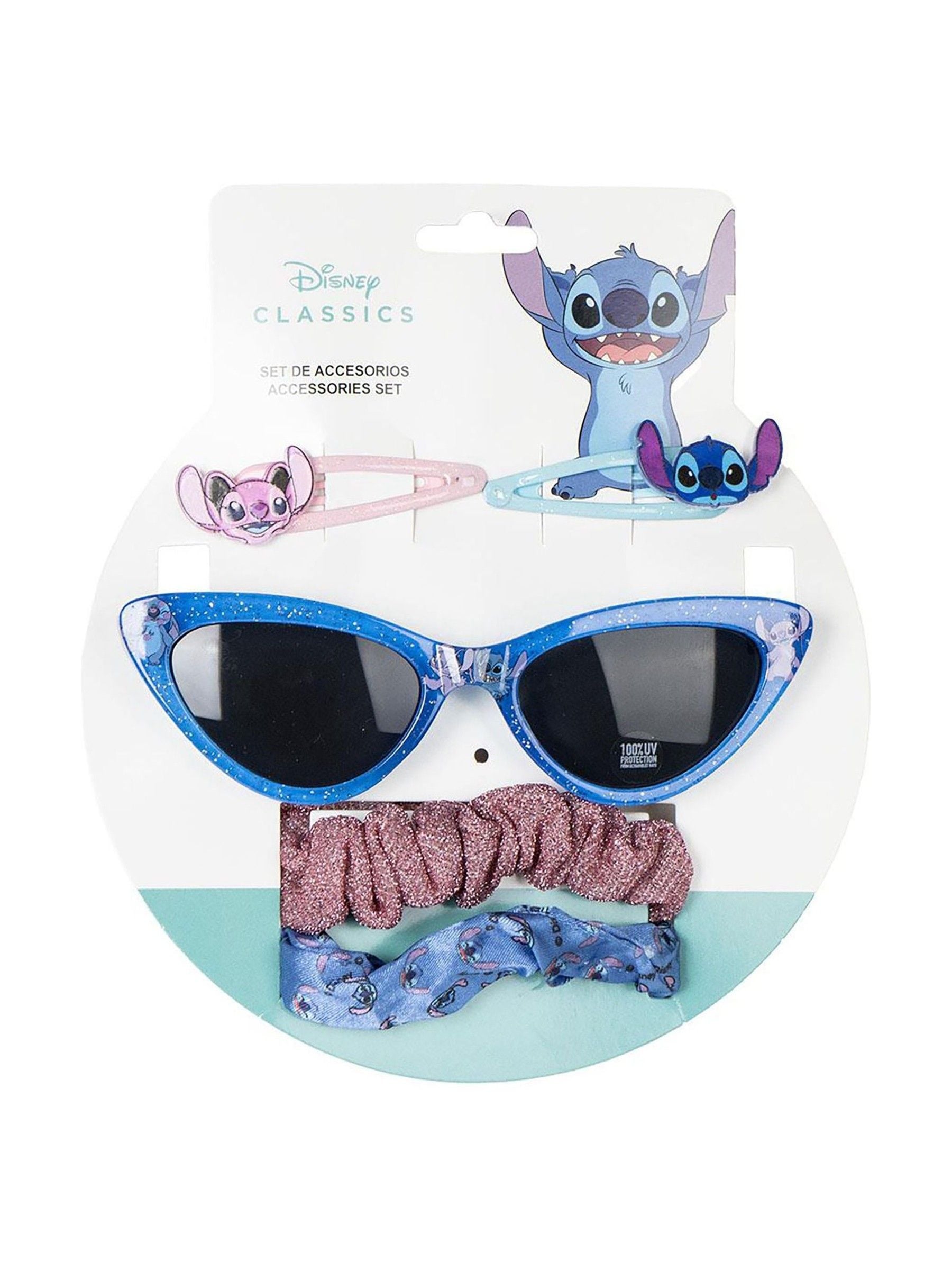 Peers Hardy Girls Blue Disney Stitch Sunglasses And Hair Accessories Set