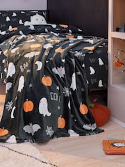 Black/Orange Halloween Bat Supersoft Fleece Throw - Image 1 of 3