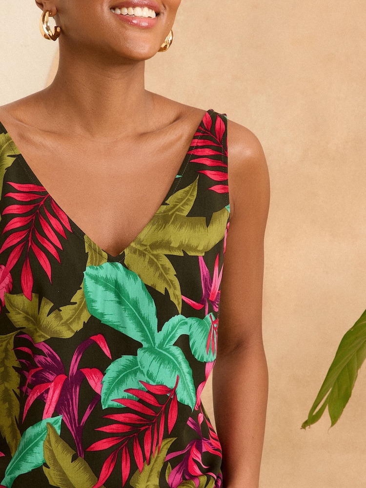 Love & Roses Trägertop aus Webstoff mit V-Ausschnitt vorne und hinten - Bild 2 von 4