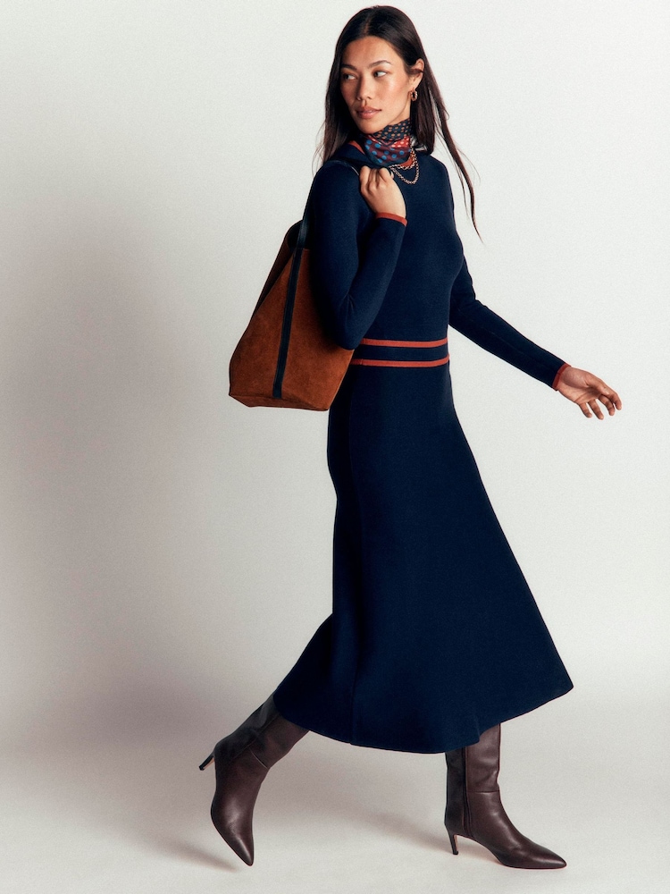 Boden Contrast Tipped Knitted Dress - Image 1 sur 6 Boden Contrast Tipped Knitted Dress - Image 1 sur 6