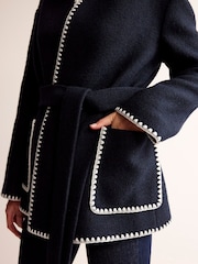 Boden Blue Belted Short Wrap Coat - Image 6 of 7