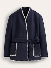 Boden Blue Belted Short Wrap Coat - Image 7 of 7
