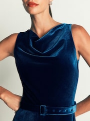 Boden Blue Cowl Neck Velvet Jumpsuit - Image 2 of 6