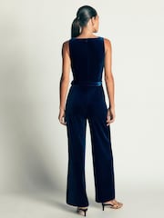 Boden Blue Cowl Neck Velvet Jumpsuit - Image 3 of 6