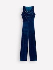 Boden Blue Cowl Neck Velvet Jumpsuit - Image 6 of 6
