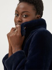 FatFace Blue Freya Faux Fur Long Coat - Image 3 of 4