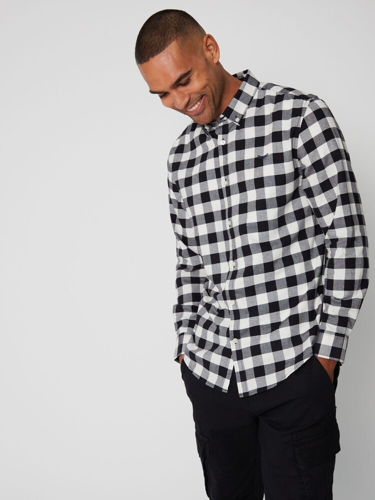 Threadbare Black 100% Cotton Long Sleeve Check Shirt - Image 1 of 4