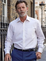 Savile Row Company Classic Fit Non-Iron Single Cuff 100% Cotton White Shirt - Image 2 of 4