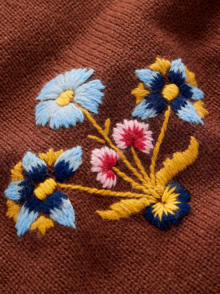 棕色 - Boden Ella 刺繡針織套頭衫 - 圖片 8，共 8
