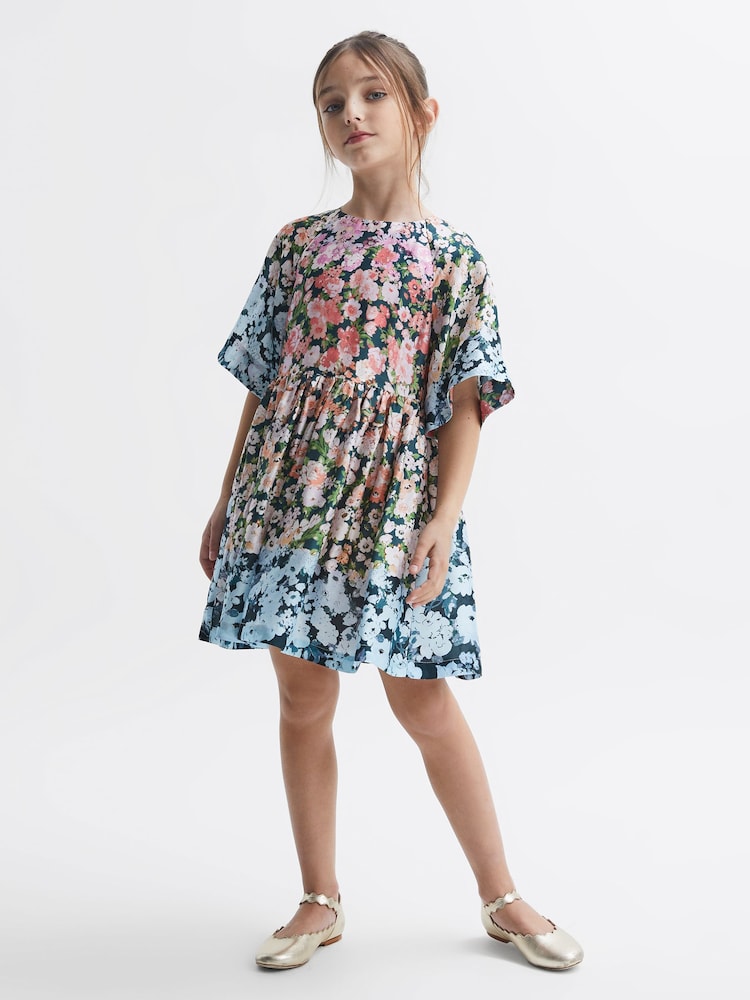 Reiss Multi Marnie 9-12 yrs Floral Print Bell Sleeve Dress - Image 1 of 6