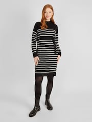 JoJo Maman Bébé Navy Stripe Turtle Neck Knitted Maternity Dress - Image 4 of 5