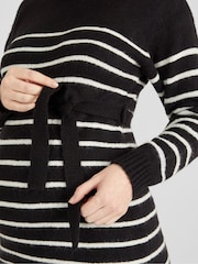 JoJo Maman Bébé Navy Stripe Turtle Neck Knitted Maternity Dress - Image 5 of 5
