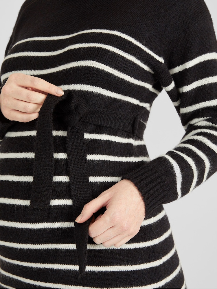 JoJo Maman Bébé Navy Stripe Turtle Neck Knitted Maternity Dress - Image 5 of 5