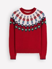 أحمر - كنزة Edie Fairisle من Boden - صورة 5 من 6