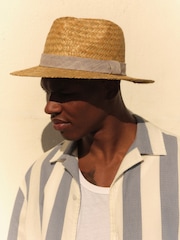 Natural Straw Seagrass Straw Panama Style Hat - Image 1 of 3