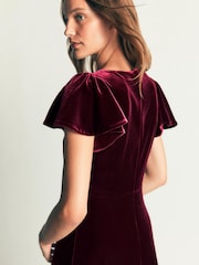 Boden Brown Draped Sleeve Velvet Dress - Image 4 of 5