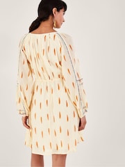 Monsoon Natural 100% Cotton Aztec Style Print and Embroidered Short Dress - Image 2 of 5