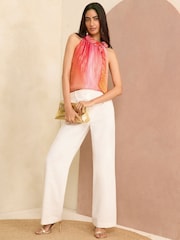 Love & Roses Orange Ombre Metallic Halterneck Top - Image 4 of 4
