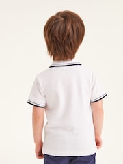 White Tipped 100% Cotton Short Sleeve Polo Shirt (3mths-7yrs) - Image 2 of 5