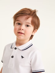 White Tipped 100% Cotton Short Sleeve Polo Shirt (3mths-7yrs) - Image 3 of 5