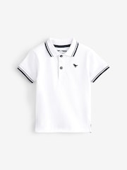 White Tipped 100% Cotton Short Sleeve Polo Shirt (3mths-7yrs) - Image 4 of 5