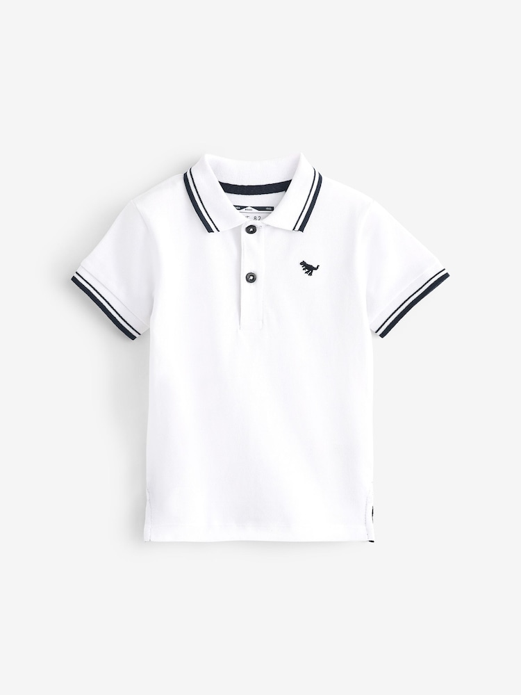 White Tipped 100% Cotton Short Sleeve Polo Shirt (3mths-7yrs) - Image 4 of 5