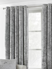 Riva Paoletti Silver Grey Verona Crushed Velvet Eyelet Curtains - Image 1 of 4