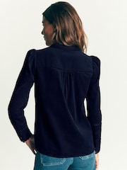 Albastru - Boden Carmen Lace Trim Cord Top - Imaginea 3 din 5