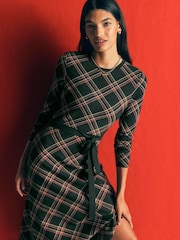 Verde - Boden Crew Neck Midi Jacquard Dress - Imaginea 1 din 7