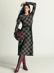 Verde - Boden Crew Neck Midi Jacquard Dress - Imaginea 4 din 7