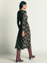 Verde - Boden Crew Neck Midi Jacquard Dress - Imaginea 5 din 7