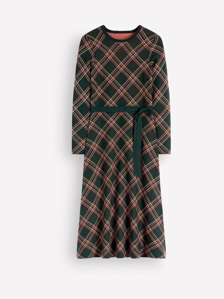 Verde - Boden Crew Neck Midi Jacquard Dress - Imaginea 7 din 7