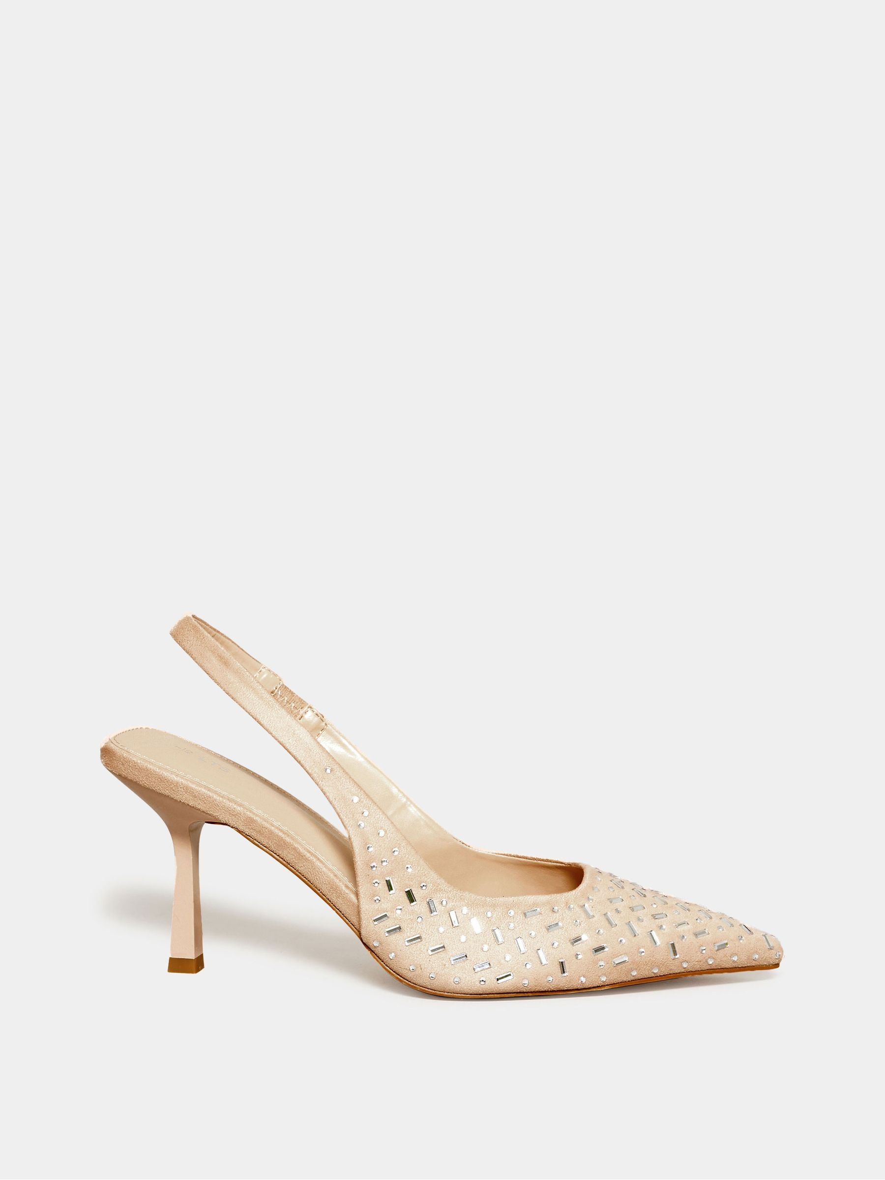 Buy Long Tall Sally Nude Diamante Sling Back Kitten Heel Court Shoes from Next Luxembourg