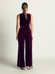 Boden Purple Cowl Neck Velvet Jumpsuit - Image 3 of 5