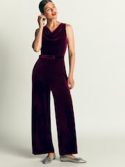 Boden Purple Cowl Neck Velvet Jumpsuit - Image 4 of 5