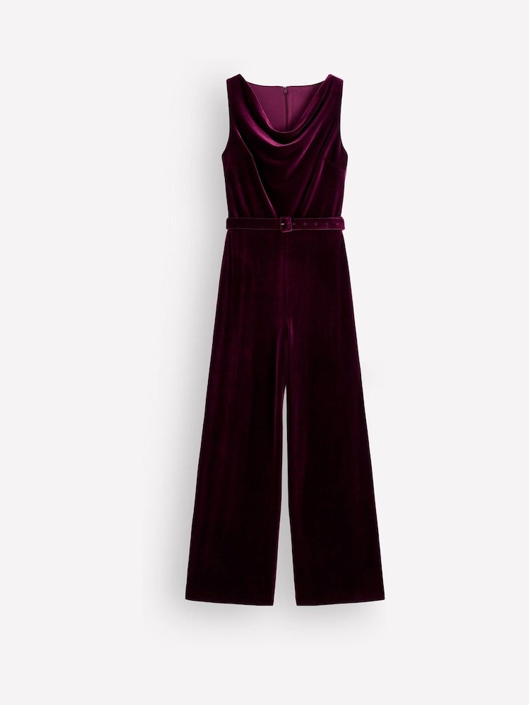 Boden Purple Cowl Neck Velvet Jumpsuit - Image 5 of 5