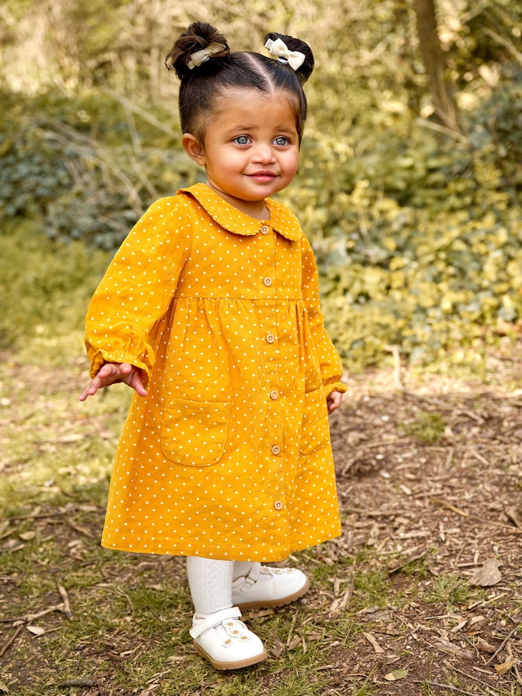 JoJo Maman Bébé Mustard Yellow Cord Shirt Dress - Image 1 of 3